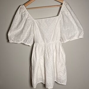 White Eyelet‎ 100% Cotton Puff Sleeve Dress size XS